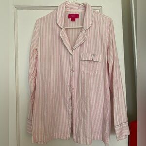 Victoria's Secret Striped Flannel Button-Up Pajama Top Medium